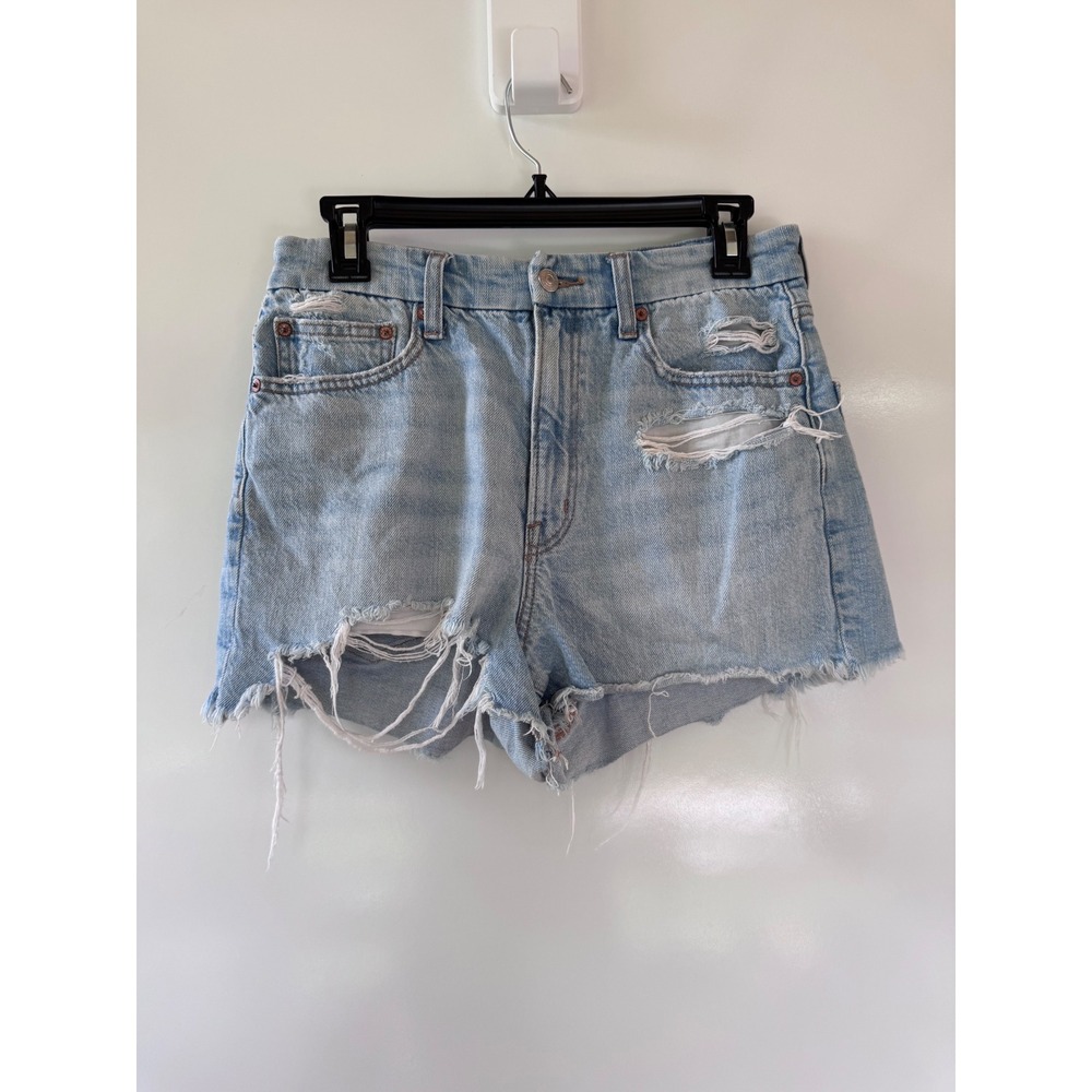 American Eagle‎ Strigid Distressed Denim Shorts Light Wash Womens Size 6 Flaw